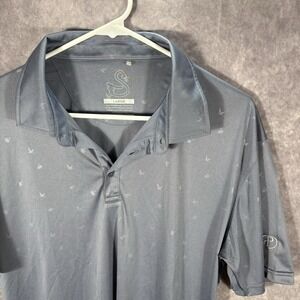 Swannies Shirt Mens Large Blue‎ Polo Golf Swan Pattern